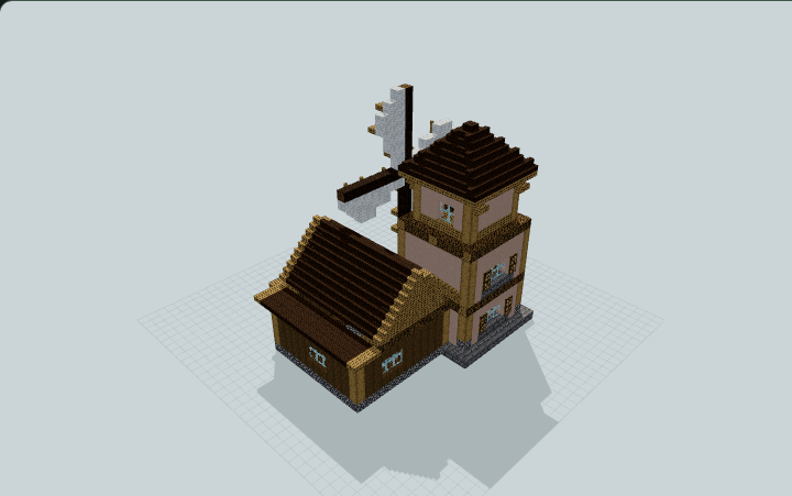 Windmill Farmhouse With Sheltered Porch — Minecraft build preview