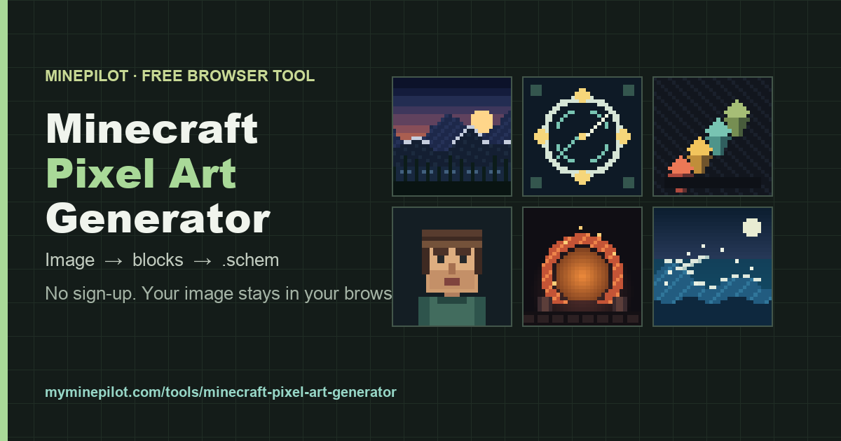 Minecraft Pixel Art Generator: Image to Blocks & .schem — MinePilot